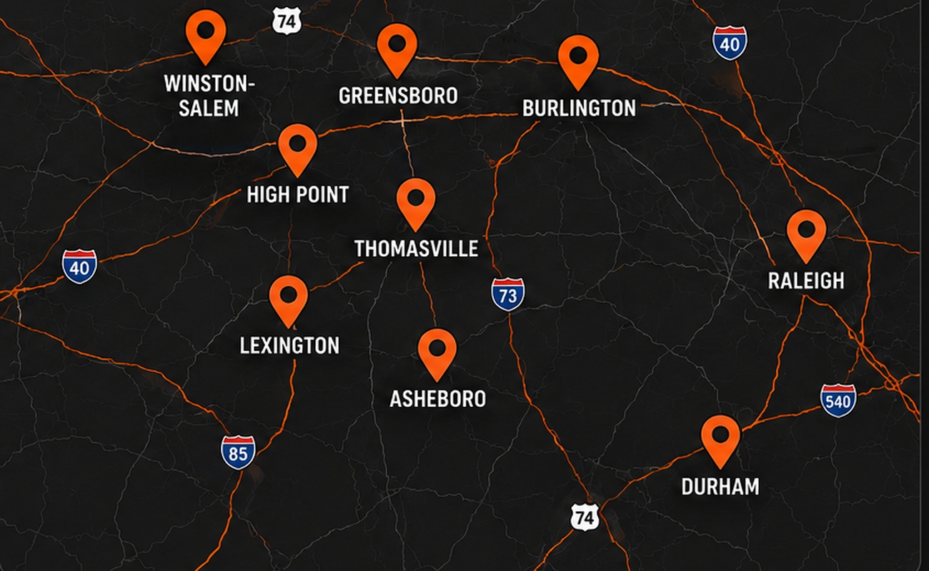 North Carolina service area map